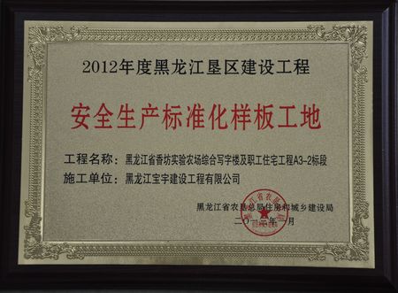 2012年度黑龙江垦区建设工程安全生产标准化样板工地